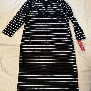 Merona Black and White Striped Long Sleeve Dress